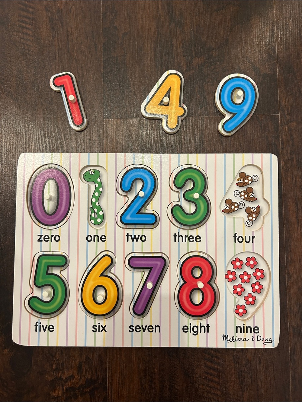 Melissa & Doug Alphabet & Number Lift and See Peg Puzzles - Picture 4 of 5